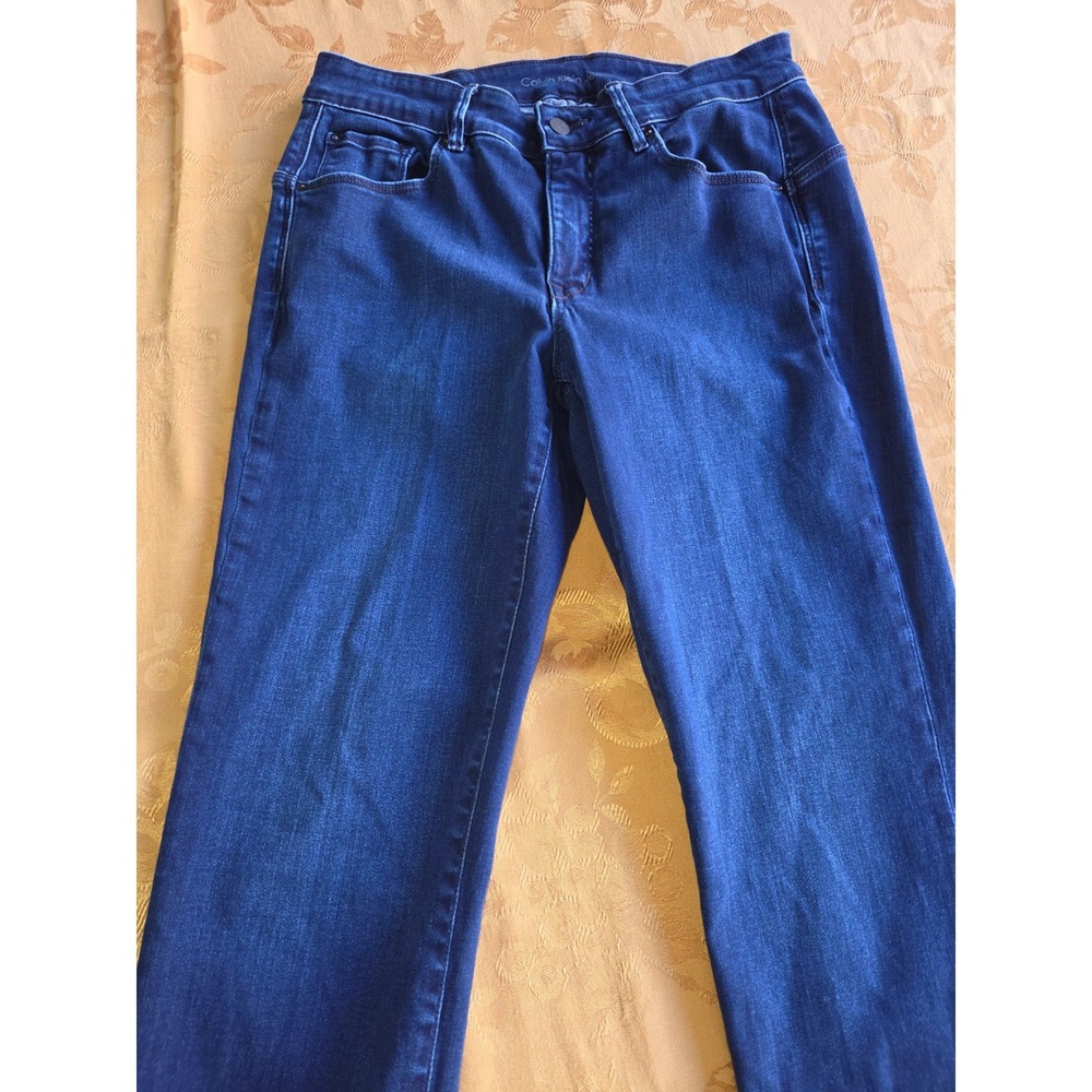 Calvin Klein Womens Dark Wash Straight Leg Jeans W31 L32 Blue Denim